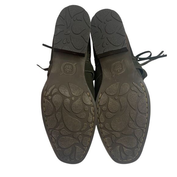 BORN Gray Leather Ankle Boots Unisex Size 11 Comfort Casual Block Heel - Picture 3 of 7